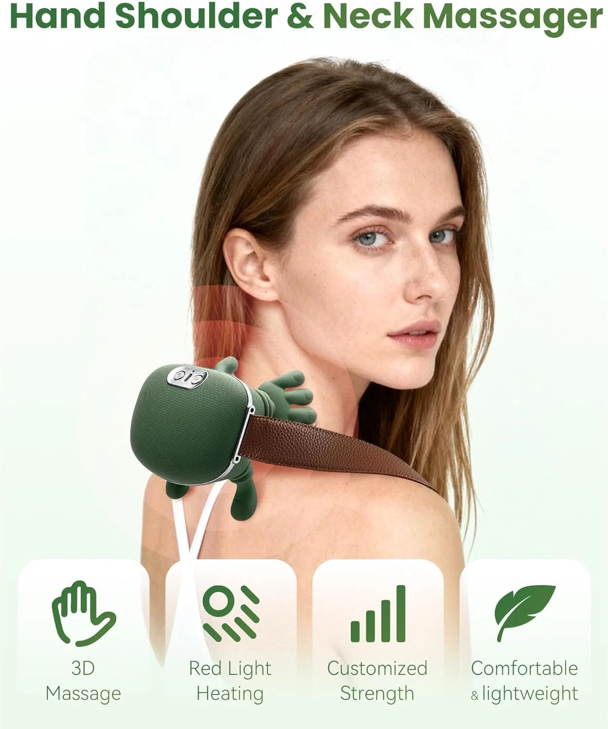 Handiva Heated Neck & Shoulder Massager – 3D Deep-Tissue Shiatsu Kneading