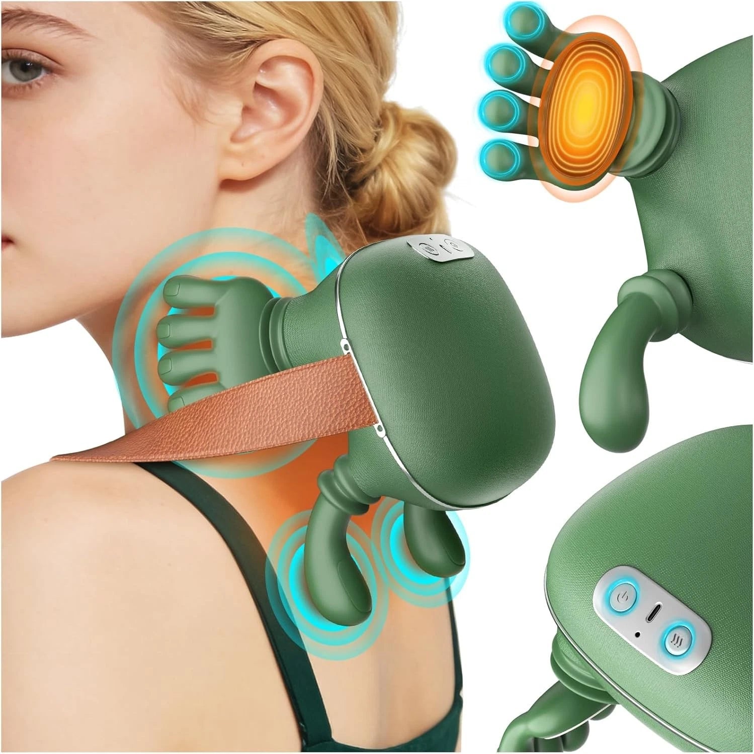 Handiva Heated Neck & Shoulder Massager – 3D Deep-Tissue Shiatsu Kneading